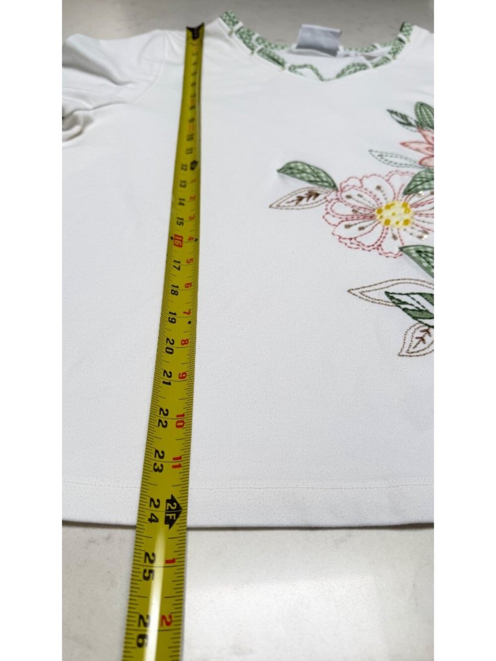 Alfred Dunner White Floral Embroidered Top – Short Sleeve, XL - Picture 4 of 6